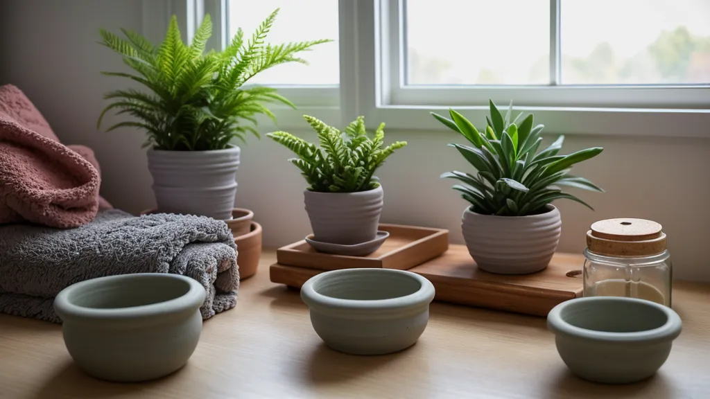 Repisa con productos de cuidado corporal y notas de skincare en casa junto a una ventana