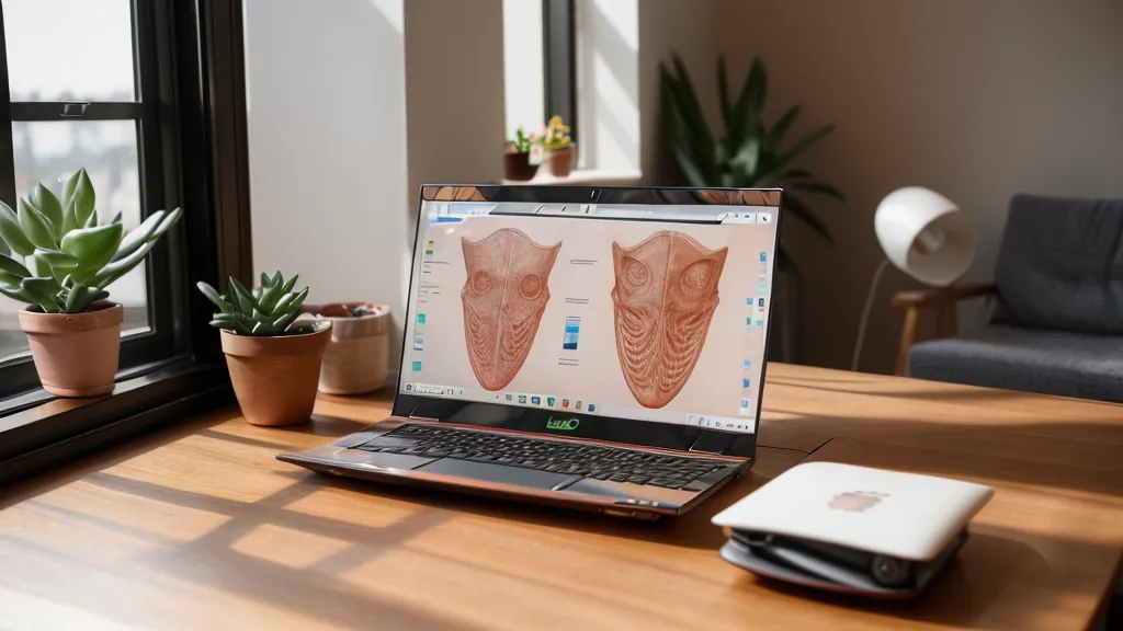 Laptop abierta con un curso de skincare brasileño junto a una taza de café de filtro