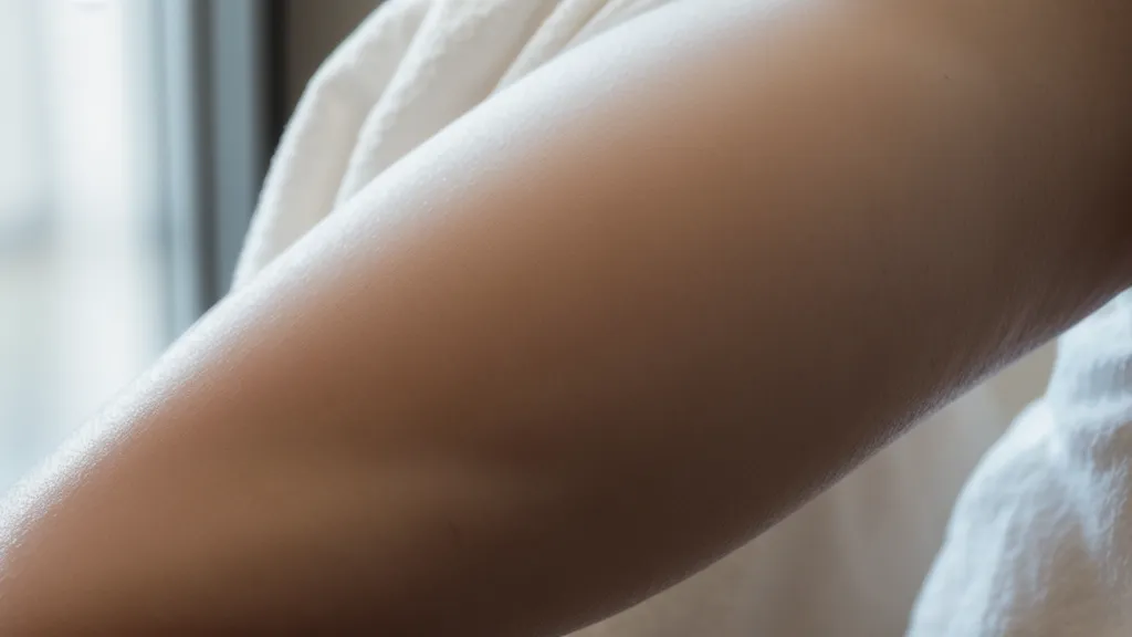 Piel del codo durante la aplicación de un peeling químico para aclarar manchas