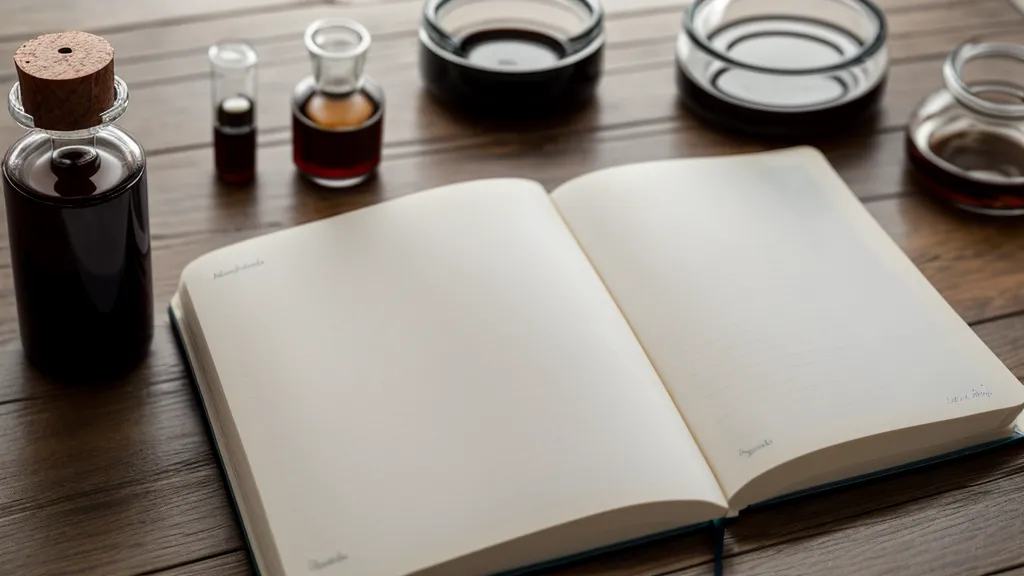 Cuaderno de skincare casero con notas de reacciones de la piel y una taza de café al lado