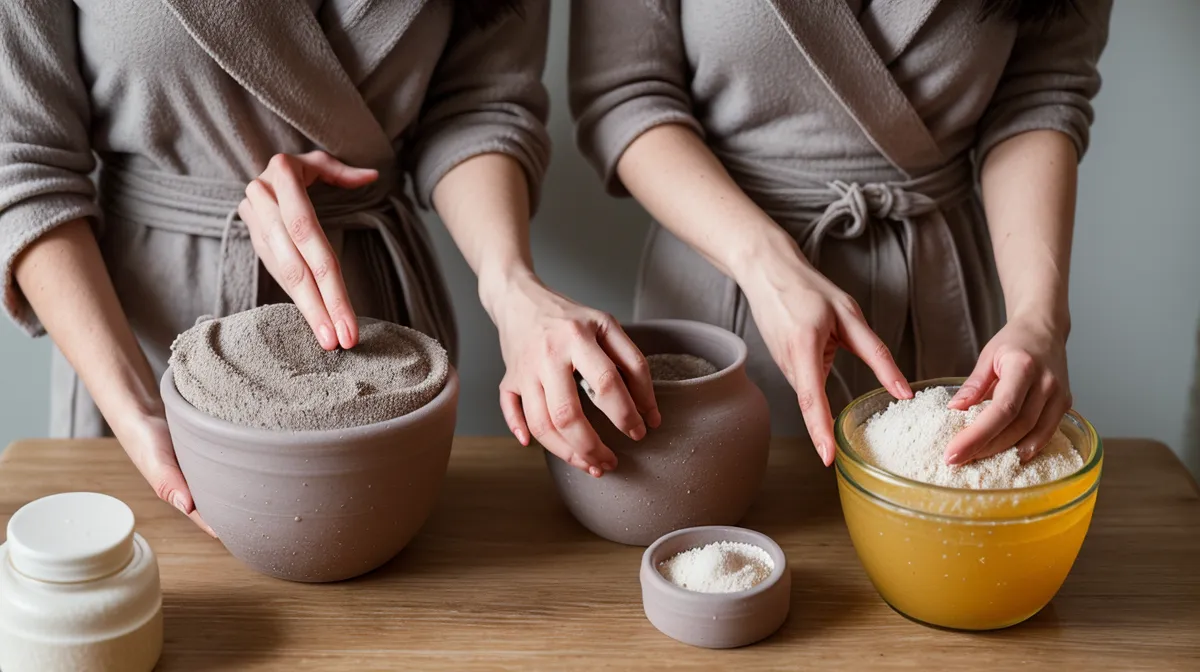 Exfoliante corporal casero para piel muy seca: avena molida y aceite junto a una taza de café de filtro