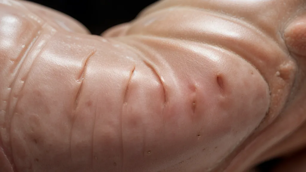 Textura de la piel en pleno aclarado corporal tras un peeling químico casero