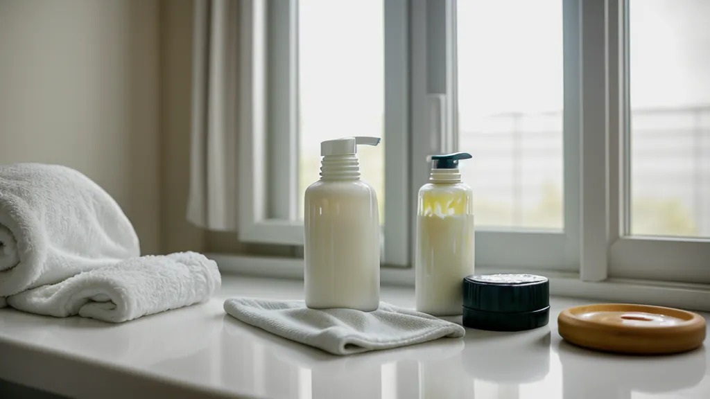 Ropa deportiva y crema hidratante post-peeling químico para el cuidado en casa de la entrepierna