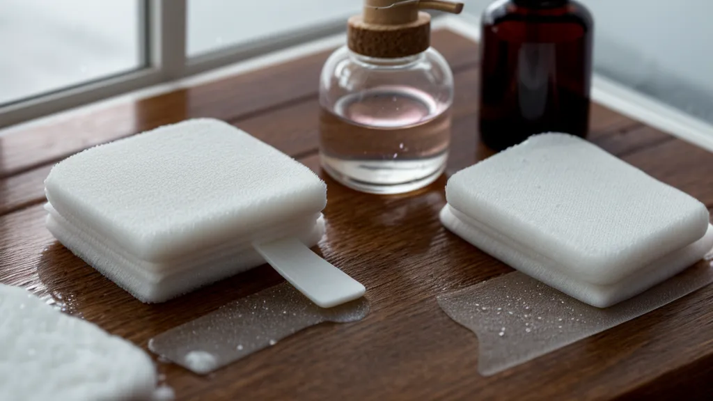 Algodones y agua de rosas preparados para el cuidado facial después de un peeling químico en casa